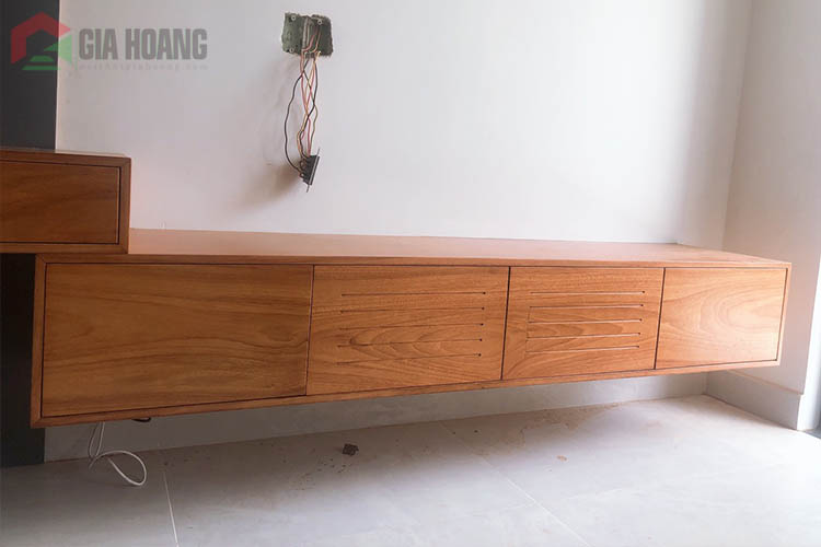 Công trình tủ gỗ  - kệ TV - giường gỗ Gõ Đỏ tại quận 12 , HCM